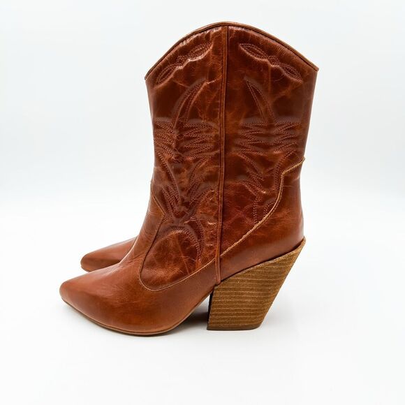 Jeffrey Campbell Leather Midpark Western Boots Ankle Pointed Toe Booties Size 7 - Picture 4 of 10